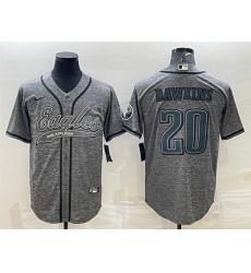 Men Philadelphia Eagles 20 Brian Dawkins Grey With Patch Cool Base Stitched Baseball Jersey Men Philadelphia Eagles 20 Brian Dawkins Grey With Patch Cool Base Stitched Baseball Jersey