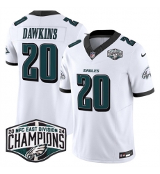 Men Philadelphia Eagles 20 Brian Dawkins White 2024 New NFC East Champions F U S E Vapor Untouchable Limited Stitched Football Jersey Men Philadelphia Eagles 20 Brian Dawkins White 2024 New NFC East Champions F U S E Vapor Untouchable Limited Stitched Football Jersey