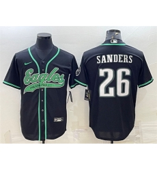 Men Philadelphia Eagles 26 Miles Sanders Black With Patch Cool Base Stitched Baseball Jersey Men Philadelphia Eagles 26 Miles Sanders Black With Patch Cool Base Stitched Baseball Jersey