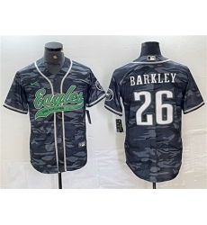 Men Philadelphia Eagles 26 Saquon Barkley Gray Camo Cool Base Baseball Stitched Jersey Men Philadelphia Eagles 26 Saquon Barkley Gray Camo Cool Base Baseball Stitched Jersey