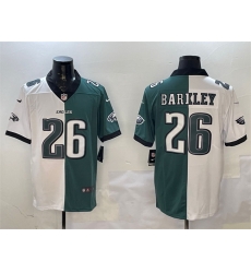 Men Philadelphia Eagles 26 Saquon Barkley White 26 Green Split Vapor Untouchable Limited Stitched Football Jersey Men Philadelphia Eagles 26 Saquon Barkley White 26 Green Split Vapor Untouchable Limited Stitched Football Jersey