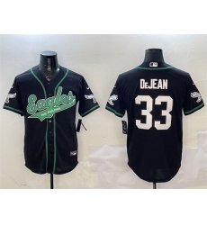 Men Philadelphia Eagles 33 Cooper DeJean Black Cool Base Stitched Baseball Jersey Men Philadelphia Eagles 33 Cooper DeJean Black Cool Base Stitched Baseball Jersey