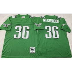 Men Philadelphia Eagles 36 Brian Westbrook Kelly Green Throwback Stitched Football Jersey