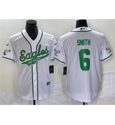 Men Philadelphia Eagles 6 DeVonta Smith White Cool Base Stitched Baseball Jersey Men Philadelphia Eagles 6 DeVonta Smith White Cool Base Stitched Baseball Jersey