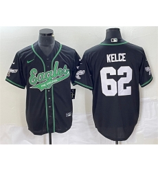 Men Philadelphia Eagles 62 Jason Kelce Black Cool Base Stitched Baseball Jersey Men Philadelphia Eagles 62 Jason Kelce Black Cool Base Stitched Baseball Jersey