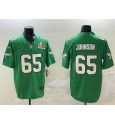 Men Philadelphia Eagles 65 Lane Johnson Green 2025 Super Bowl LIX Patch F U S E Throwback Vapor Untouchable Limited Stitched Football Jersey Men Philadelphia Eagles 65 Lane Johnson Green 2025 Super Bowl LIX Patch F U S E Throwback Vapor Untouchable Limited Stitched Football Jersey