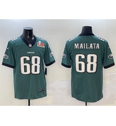 Men Philadelphia Eagles 68 Jordan Mailata Green 2025 Super Bowl LIX Patch New Vapor Untouchable Limited Stitched Football Jersey Men Philadelphia Eagles 68 Jordan Mailata Green 2025 Super Bowl LIX Patch New Vapor Untouchable Limited Stitched Football Jersey