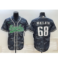 Men Philadelphia Eagles 68 Jordan Mailata Grey Camo With Patch Cool Base Stitched Baseball Jersey Men Philadelphia Eagles 68 Jordan Mailata Grey Camo With Patch Cool Base Stitched Baseball Jersey
