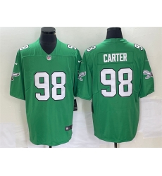 Men Philadelphia Eagles 98 Jalen Carter Green Stitched Football Jersey Men Philadelphia Eagles 98 Jalen Carter Green Stitched Football Jersey