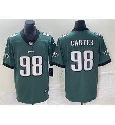 Men Philadelphia Eagles 98 Jalen Carter Green Vapor Limited Stitched Football Jersey Men Philadelphia Eagles 98 Jalen Carter Green Vapor Limited Stitched Football Jersey