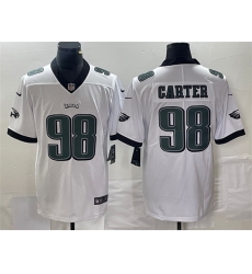 Men Philadelphia Eagles 98 Jalen Carter White Vapor Limited Stitched Football Jersey Men Philadelphia Eagles 98 Jalen Carter White Vapor Limited Stitched Football Jersey