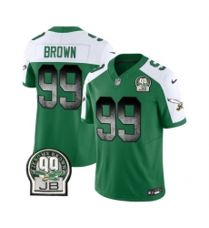 Men Philadelphia Eagles 99 Jerome Brown Green White 2023 F U S E Throwback Vapor Untouchable Limited Stitched Football Jersey Men Philadelphia Eagles 99 Jerome Brown Green White 2023 F U S E Throwback Vapor Untouchable Limited Stitched Football Jersey