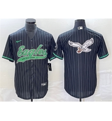 Men Philadelphia Eagles Black Team Big Logo Cool Base Stitched Baseball Jerseys Men Philadelphia Eagles Black Team Big Logo Cool Base Stitched Baseball Jerseys