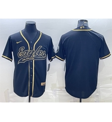 Men Philadelphia Eagles Blank Black Gold With Patch Cool Base Stitched Baseball Jersey Men Philadelphia Eagles Blank Black Gold With Patch Cool Base Stitched Baseball Jersey