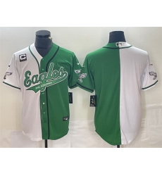 Men Philadelphia Eagles Blank Green White Split With 3 Star C Patch Cool Base Stitched Baseball Jersey Men Philadelphia Eagles Blank Green White Split With 3 Star C Patch Cool Base Stitched Baseball Jersey