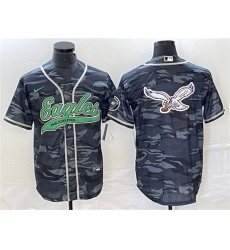 Men Philadelphia Eagles Gray Camo Team Big Logo Cool Base Stitched Baseball Jersey Men Philadelphia Eagles Gray Camo Team Big Logo Cool Base Stitched Baseball Jersey
