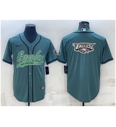 Men Philadelphia Eagles Green Team Big Logo With Patch Cool Base Stitched Baseball Jersey Men Philadelphia Eagles Green Team Big Logo With Patch Cool Base Stitched Baseball Jersey