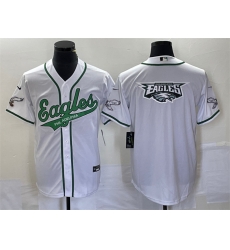 Men Philadelphia Eagles White Team Big Logo Cool Base Stitched Baseball Jersey Men Philadelphia Eagles White Team Big Logo Cool Base Stitched Baseball Jersey