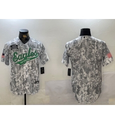 Men Philadelphia Eagles big logo 2024 F U S E Arctic Camo Salute To Service Limited Stitched Jersey 18 Men Philadelphia Eagles big logo 2024 F U S E Arctic Camo Salute To Service Limited Stitched Jersey 18