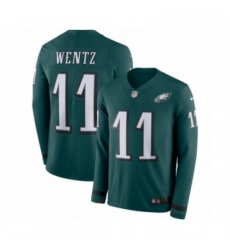 Mens Nike Philadelphia Eagles 11 Carson Wentz Limited Green Therma Long Sleeve NFL Jersey Mens Nike Philadelphia Eagles 11 Carson Wentz Limited Green Therma Long Sleeve NFL Jersey
