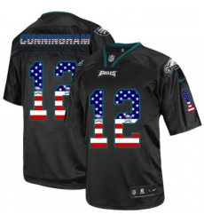 Mens Nike Philadelphia Eagles 12 Randall Cunningham Elite Black USA Flag Fashion NFL Jersey Mens Nike Philadelphia Eagles 12 Randall Cunningham Elite Black USA Flag Fashion NFL Jersey