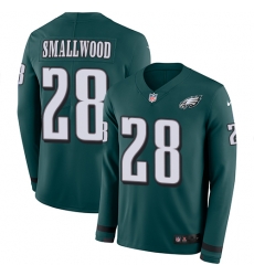 Nike Eagles #28 Wendell Smallwood Midnight Green Team Color Men Stitched NFL Limited Therma Long Sleeve Jersey Nike Eagles #28 Wendell Smallwood Midnight Green Team Color Men Stitched NFL Limited Therma Long Sleeve Jersey
