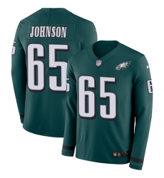 Nike Eagles #65 Lane Johnson Midnight Green Team Color Men Stitched NFL Limited Therma Long Sleeve Jersey Nike Eagles #65 Lane Johnson Midnight Green Team Color Men Stitched NFL Limited Therma Long Sleeve Jersey