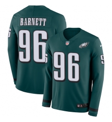 Nike Eagles #96 Derek Barnett Midnight Green Team Color Men Stitched NFL Limited Therma Long Sleeve Jersey Nike Eagles #96 Derek Barnett Midnight Green Team Color Men Stitched NFL Limited Therma Long Sleeve Jersey