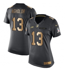 Nike Eagles #13 Nelson Agholor Black Womens Stitched NFL Limited Gold Salute to Service Jersey Nike Eagles #13 Nelson Agholor Black Womens Stitched NFL Limited Gold Salute to Service Jersey