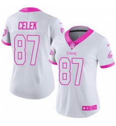 Nike Eagles #87 Brent Celek White Pink Womens Stitched NFL Limited Rush Fashion Jersey Nike Eagles #87 Brent Celek White Pink Womens Stitched NFL Limited Rush Fashion Jersey