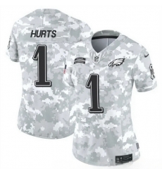 Women Philadelphia Eagles 1 Jalen Hurts 2024 F U S E Arctic Camo Salute To Service Limited Stitched Jersey Women Philadelphia Eagles 1 Jalen Hurts 2024 F U S E Arctic Camo Salute To Service Limited Stitched Jersey