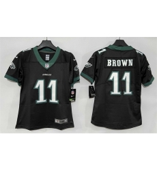 Women Philadelphia Eagles 11 A J Brown Black New Vapor Untouchable Limited Stitched Football Jersey Women Philadelphia Eagles 11 A J Brown Black New Vapor Untouchable Limited Stitched Football Jersey