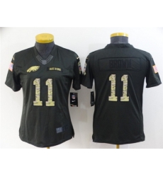 Women Philadelphia Eagles 11 A J Brown Black Salute To Service Stitched Football Jersey Women Philadelphia Eagles 11 A J Brown Black Salute To Service Stitched Football Jersey