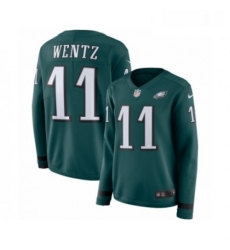Womens Nike Philadelphia Eagles 11 Carson Wentz Limited Green Therma Long Sleeve NFL Jersey Womens Nike Philadelphia Eagles 11 Carson Wentz Limited Green Therma Long Sleeve NFL Jersey