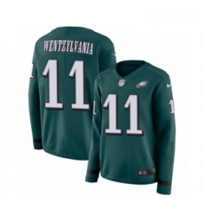 Womens Nike Philadelphia Eagles 11 Carson Wentz Limited Green Therma Long Sleeve Wentzylvania NFL Jersey Womens Nike Philadelphia Eagles 11 Carson Wentz Limited Green Therma Long Sleeve Wentzylvania NFL Jersey