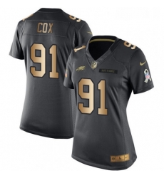 Womens Nike Philadelphia Eagles 91 Fletcher Cox Limited BlackGold Salute to Service NFL Jersey Womens Nike Philadelphia Eagles 91 Fletcher Cox Limited BlackGold Salute to Service NFL Jersey