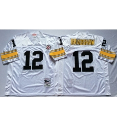 Men Pittsburgh Steelers 12 Terry Bradshaw White M&N Throwback Jersey Men Pittsburgh Steelers 12 Terry Bradshaw White M&N Throwback Jersey