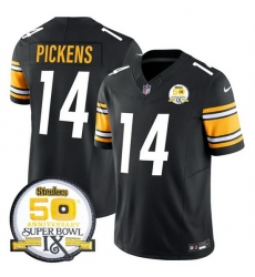 Men Pittsburgh Steelers 14 George Pickens Black 2024 F U S E 50th Anniversary Of Super Bowl IX Alternate Vapor Untouchable Limited Stitched Jersey Men Pittsburgh Steelers 14 George Pickens Black 2024 F U S E 50th Anniversary Of Super Bowl IX Alternate Vapor Untouchable Limited Stitched Jersey