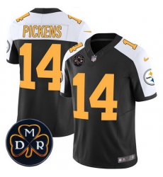 Men Pittsburgh Steelers 14 George Pickens Black F U S E DMR Patch Untouchable Limited Stitched Football Jersey Men Pittsburgh Steelers 14 George Pickens Black F U S E DMR Patch Untouchable Limited Stitched Football Jersey