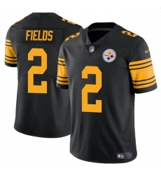 Men Pittsburgh Steelers 2 Justin Fields Black Color Rush Vapor Limited Stitched Jersey Men Pittsburgh Steelers 2 Justin Fields Black Color Rush Vapor Limited Stitched Jersey