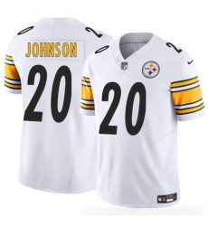 Men Pittsburgh Steelers 20 Kaleb Johnson White 2025 Draft F U S E  Vapor Limited Stitched Football Jersey