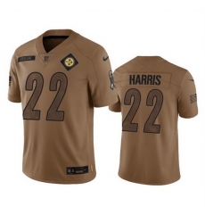Men Pittsburgh Steelers 22 Najee Harris 2023 Brown Salute To Service Limited Jersey Men Pittsburgh Steelers 22 Najee Harris 2023 Brown Salute To Service Limited Jersey