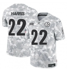 Men Pittsburgh Steelers 22 Najee Harris 2024 F U S E Arctic Camo Salute To Service Limited Stitched Football Jersey Men Pittsburgh Steelers 22 Najee Harris 2024 F U S E Arctic Camo Salute To Service Limited Stitched Football Jersey