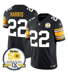 Men Pittsburgh Steelers 22 Najee Harris Black 2024 F U S E 50th Anniversary Of Super Bowl IX Vapor Untouchable Limited Stitched Jersey Men Pittsburgh Steelers 22 Najee Harris Black 2024 F U S E 50th Anniversary Of Super Bowl IX Vapor Untouchable Limited Stitched Jersey