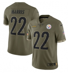 Men Pittsburgh Steelers 22 Najee Harris Olive 2022 Salute To Service Limited Stitched Jersey Men Pittsburgh Steelers 22 Najee Harris Olive 2022 Salute To Service Limited Stitched Jersey