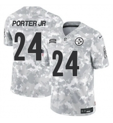 Men Pittsburgh Steelers 24 Joey Porter Jr 2024 F U S E Arctic Camo Salute To Service Limited Stitched Football Jersey Men Pittsburgh Steelers 24 Joey Porter Jr 2024 F U S E Arctic Camo Salute To Service Limited Stitched Football Jersey