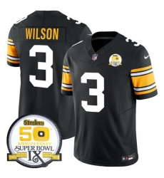 Men Pittsburgh Steelers 3 Russell Wilson Black 2024 F U S E 50th Anniversary Of Super Bowl IX Vapor Untouchable Limited Stitched Jersey Men Pittsburgh Steelers 3 Russell Wilson Black 2024 F U S E 50th Anniversary Of Super Bowl IX Vapor Untouchable Limited Stitched Jersey