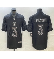 Men Pittsburgh Steelers 3 Russell Wilson Black Reflective Limited Stitched Football Jersey Men Pittsburgh Steelers 3 Russell Wilson Black Reflective Limited Stitched Football Jersey