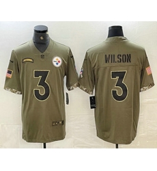 Men Pittsburgh Steelers 3 Russell Wilson Olive 2022 Salute To Service Limited Stitched Jersey Men Pittsburgh Steelers 3 Russell Wilson Olive 2022 Salute To Service Limited Stitched Jersey
