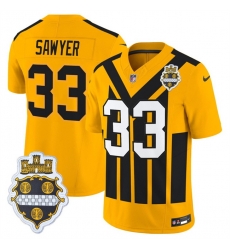 Men Pittsburgh Steelers 33 Jack Sawyer Gold 1933 F U S E  Throwback Alternate Football Stitched Football Jersey